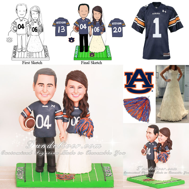 Auburn Tigers Football Wedding Cake Toppers